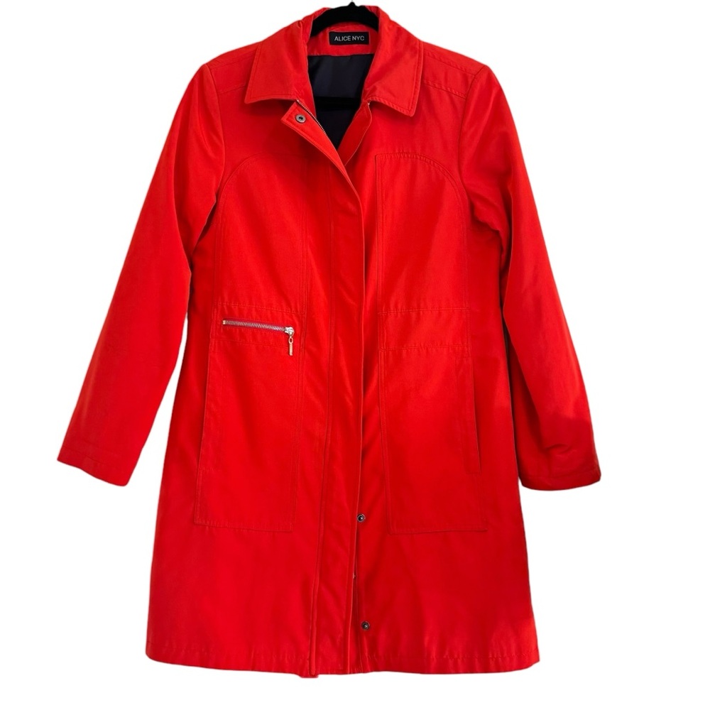 Alice NYC Womens Red Lightweight Coat Women’s Size 6 Zip Front Lined City Jacket